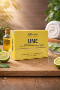 Bathouse Lime Soap with Citrus Aurantiifolia Peel Oil packaging for brightening and oil control